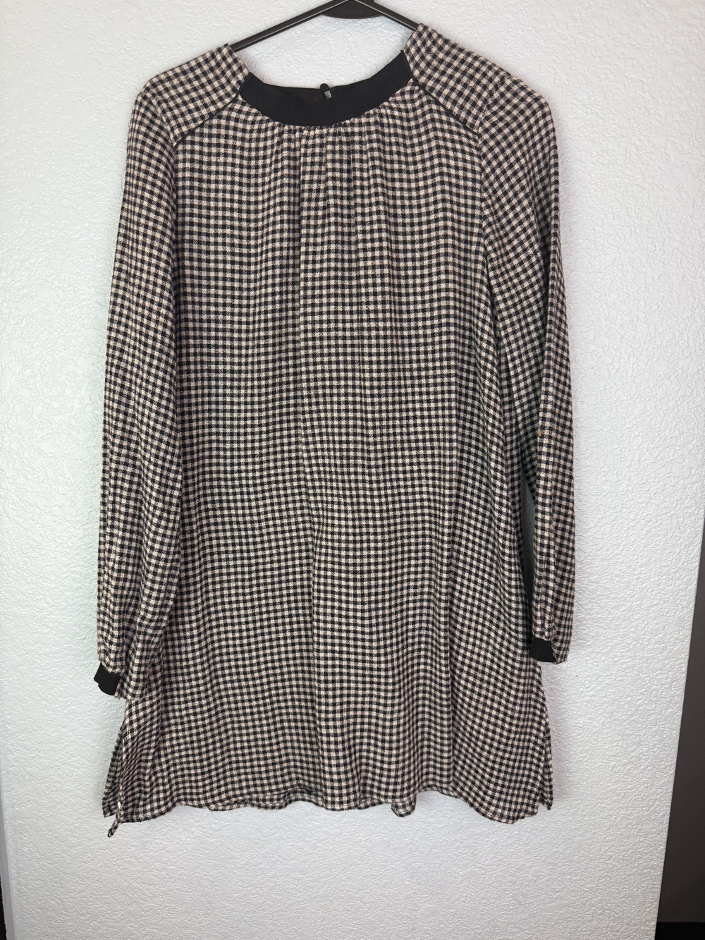 Zara Basic Dress Womens Small Gingham Plaid Long Sleeve Lined Checkered